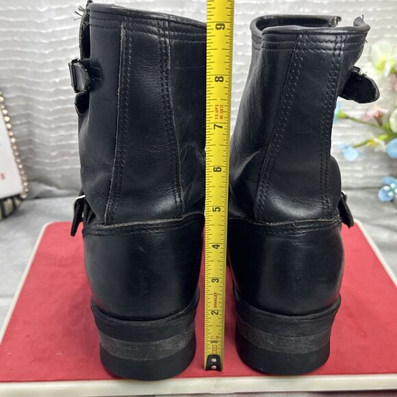 (M5) NANA Vintage BLACK ENGINEER BOOTS Goodyear Welted- Sz 6,E Made in USA main image 16
